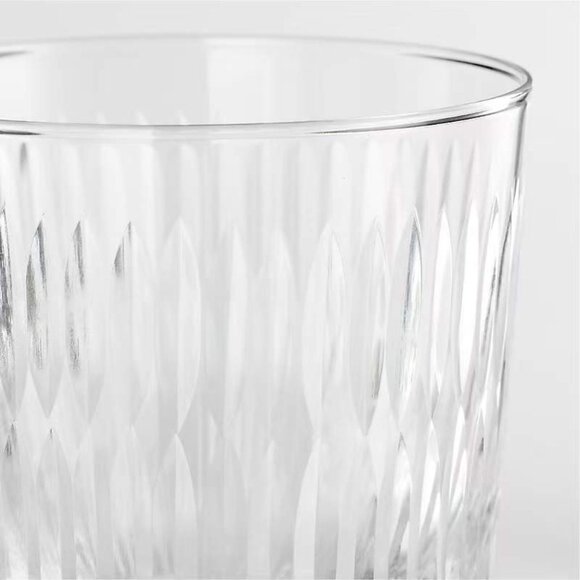 Discontinued Gently Used CB2 Niels 8-Oz Cut Glass Etched Double Old Hashion Glas - Picture 2 of 6